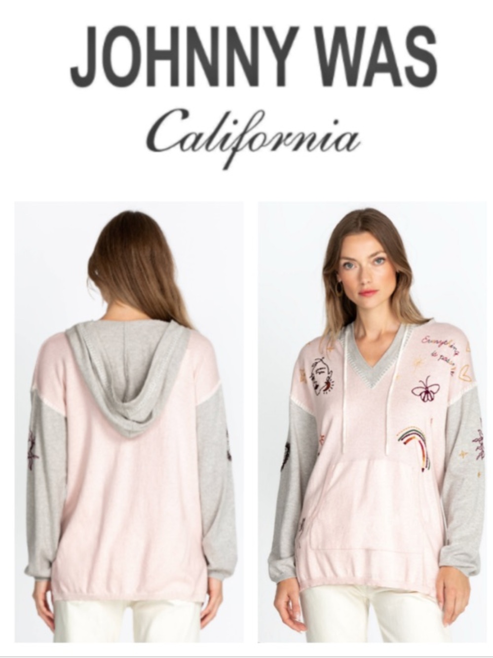 Johnny Was ‘Clara Baja Hoodie’ in baby pink/grey